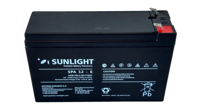 ΜΠΑΤΑΡΙΑ SPA12-6 SUNLIGHT VRLA AGM ΜΠΑΤΑΡΙΑ SPA12-6 SUNLIGHT VRLA AGM